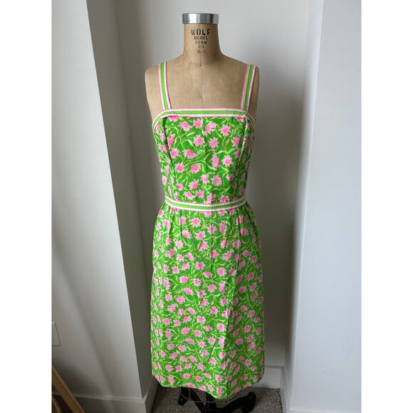 Liza by Lilly Pulitzer Vintage Pink and Lime Green Sundress size 9-10 - Picture 1 of 10